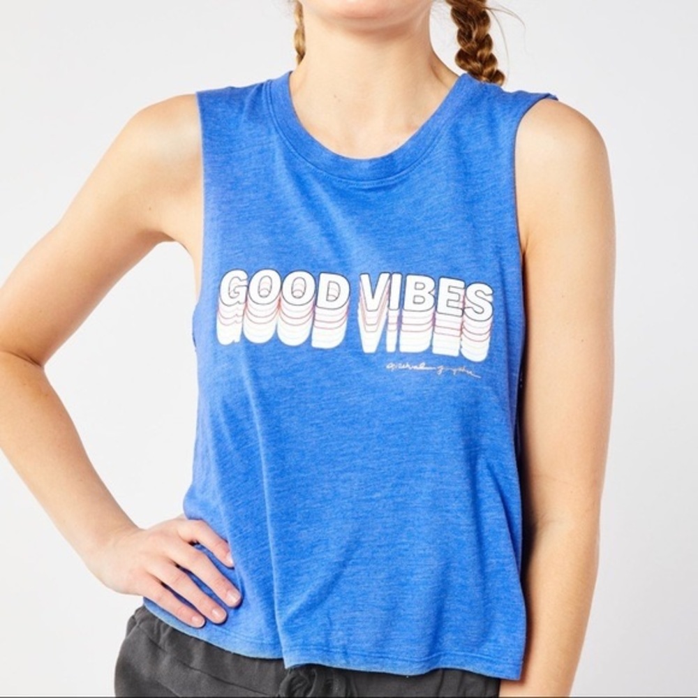 Spiritual Gangster Blue 'Good Vibes' Muscle Tee